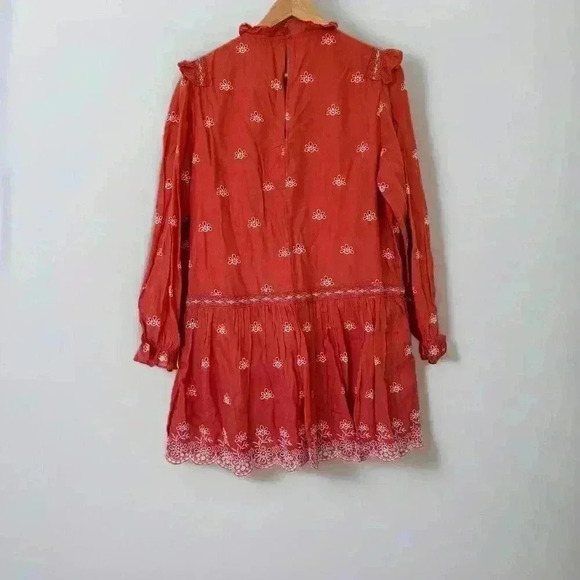 100% Authentic ZARA Orange Eyelet Flower Print Mini Dress $89.90 Size Medium - Picture 10 of 11
